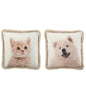 J-Line Kussen Hond/Kat Bont/Polyester Wit/Beige Assortiment Van 2