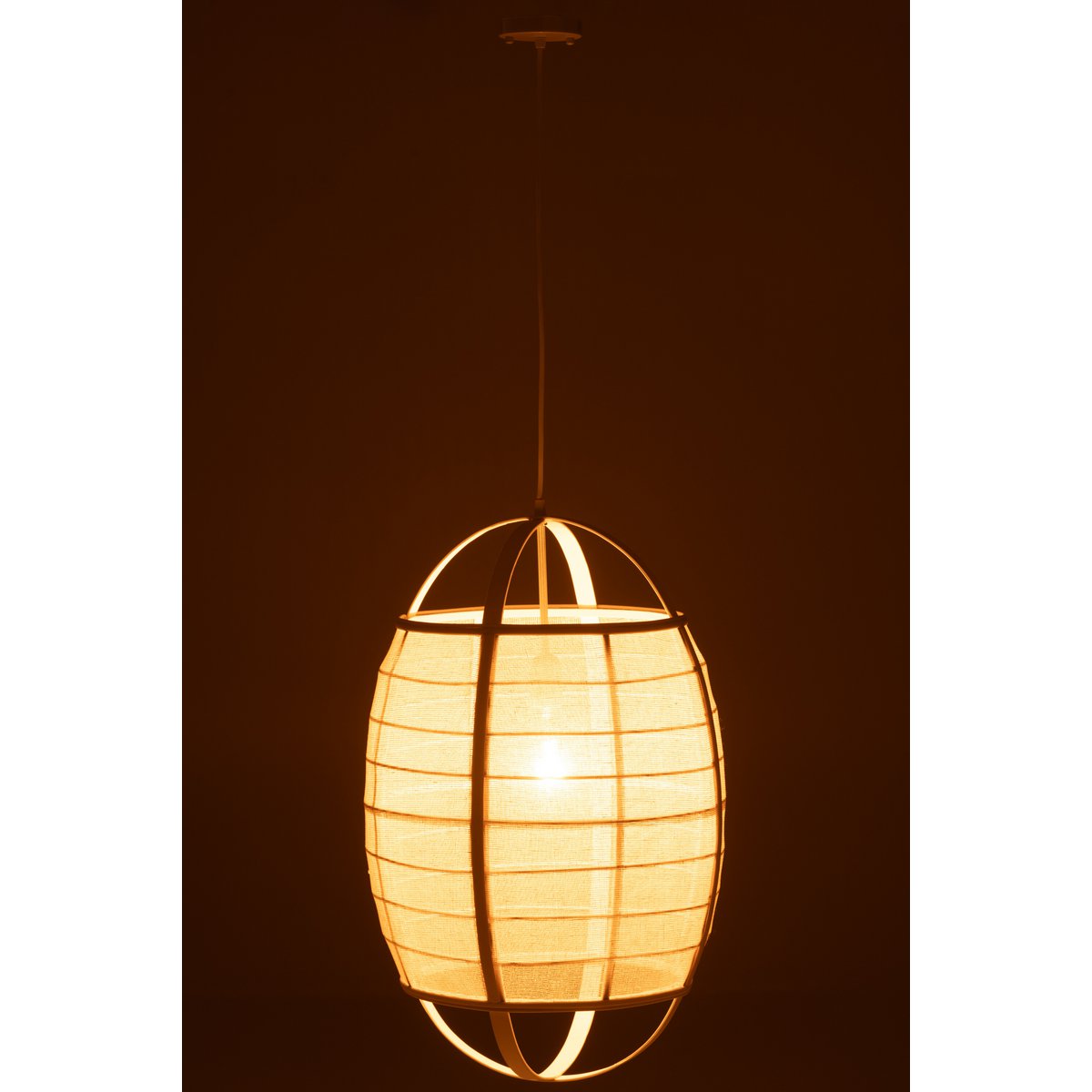 J-Line Hanglamp Ion Linnen/Bamboe Wit Large