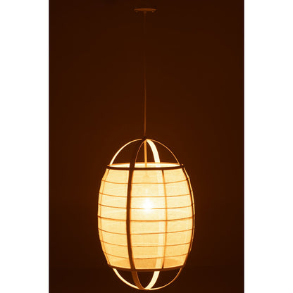 J-Line Hanglamp Ion Linnen/Bamboe Wit Large