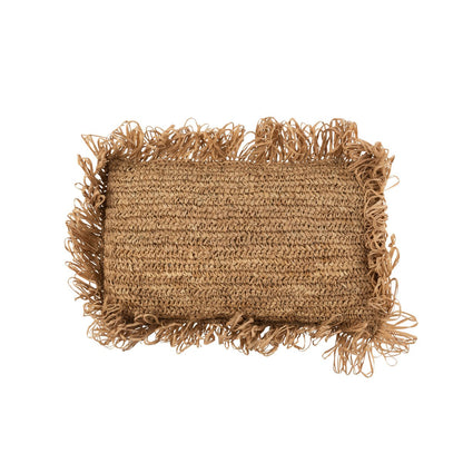 J-Line kussen Rechthoekig Raffia - jute - naturel