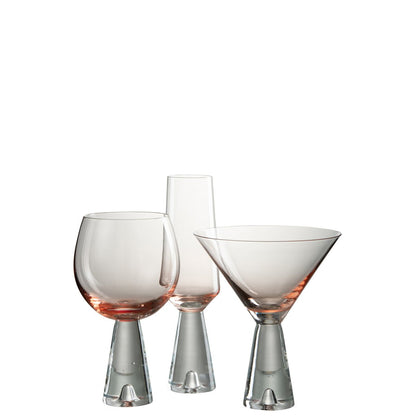 J-Line Lewis cocktailglas - glas - transparant/ oranje (set van 8 stuks)