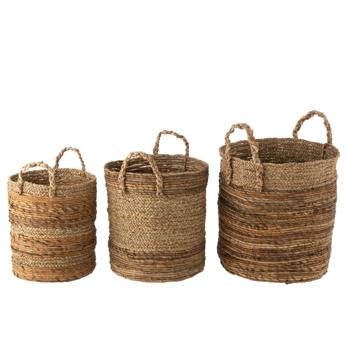 J-Line mand Lucie - jute - naturel - 3 stuks