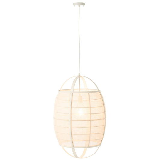 J-Line Hanglamp Ion Linnen/Bamboe Wit Large