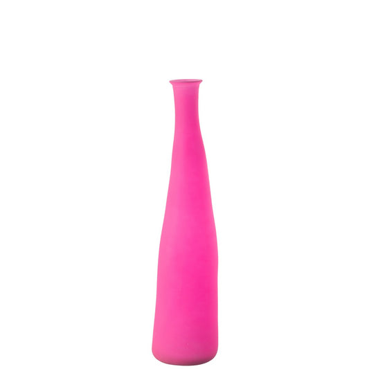 J-Line Vaas Fles Glas Neon Roze Klein