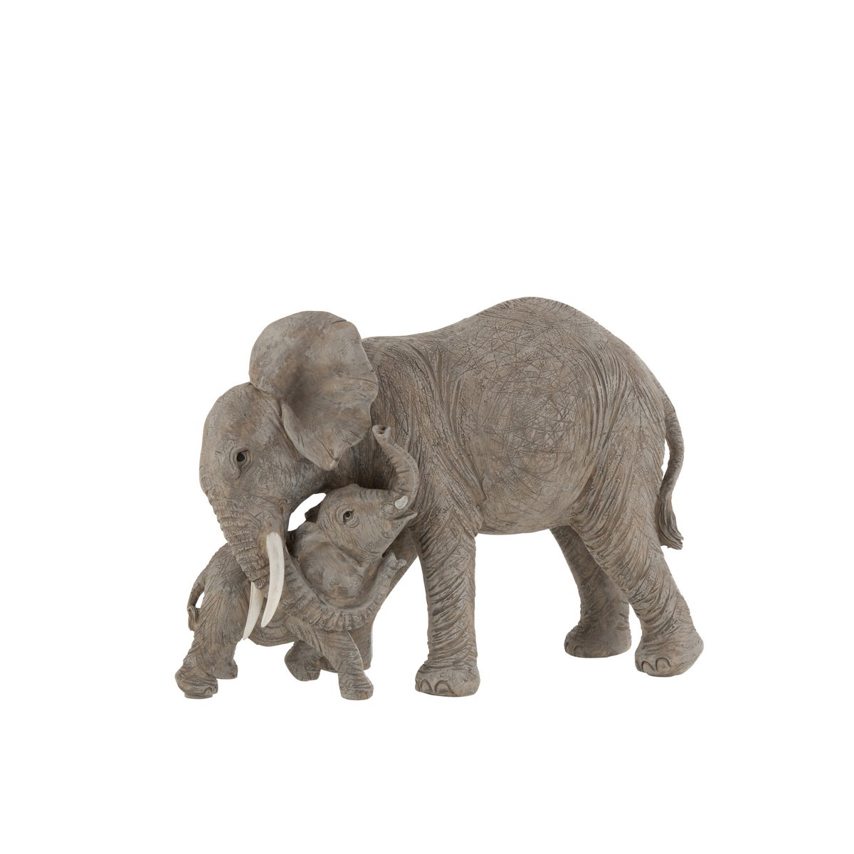 J-Line Olifant Knuffel decoratie - beeld/ figuren - polyresin - grijs