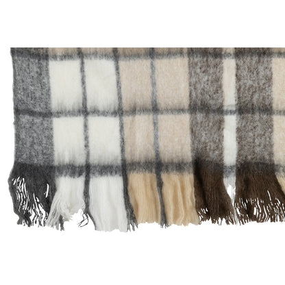 J-Line Plaid geruit - polyester - beige - 180 x 130 cm