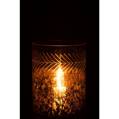 J-Line windlicht Klassiek Crackle - glas - transparant/zilver - large