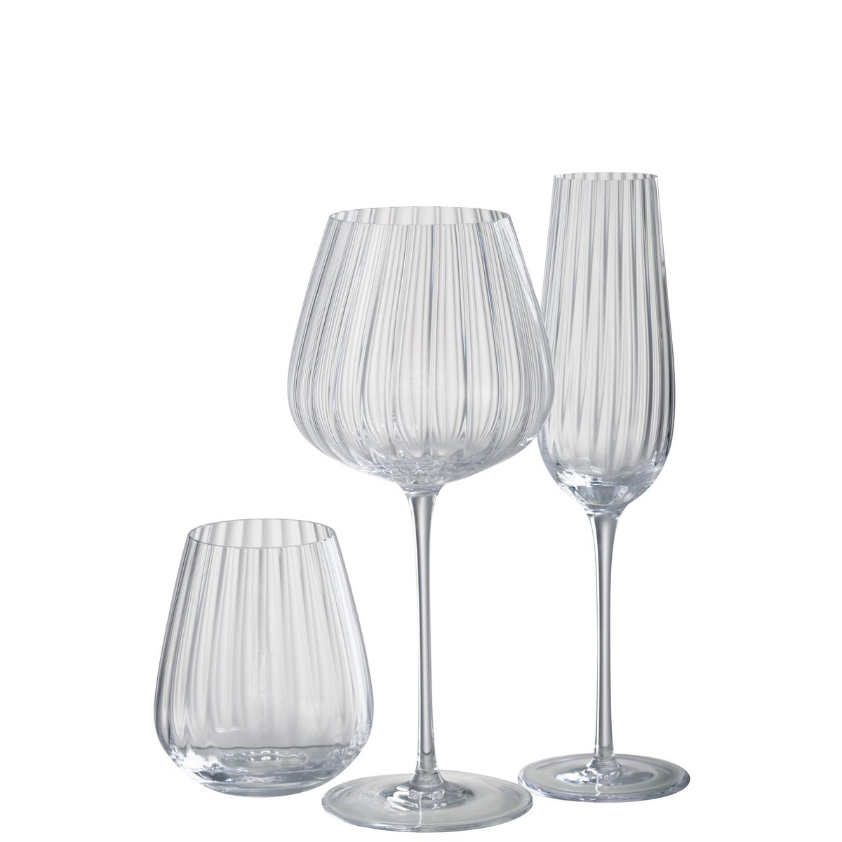 J-Line champagneglas Strepen - glas (set van 6 stuks)