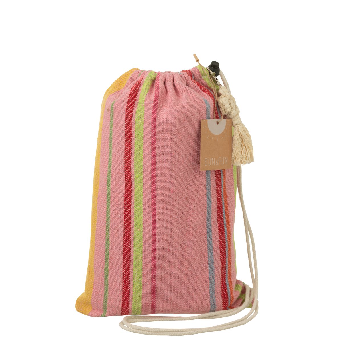 J-Line Hangmat Strepen Katoen/Polyester Roze+Mix