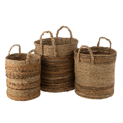 J-Line mand Lucie - jute - naturel - 3 stuks