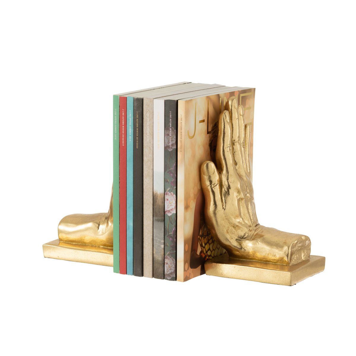 J-Line S/2 Boekensteun Handen Poly Goud