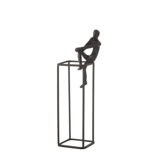 J-Line figuur Op Kubus - aluminium - zwart