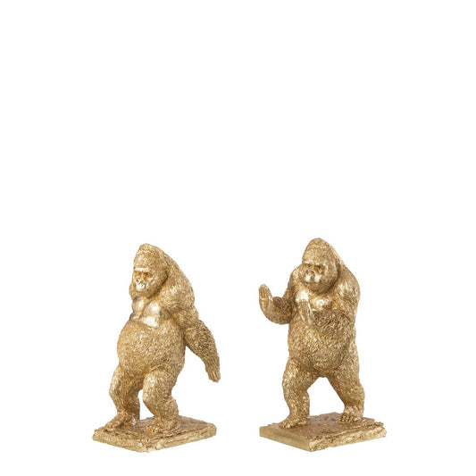 J-Line Set Van 2 Boekensteun Gorilla Resin Goud