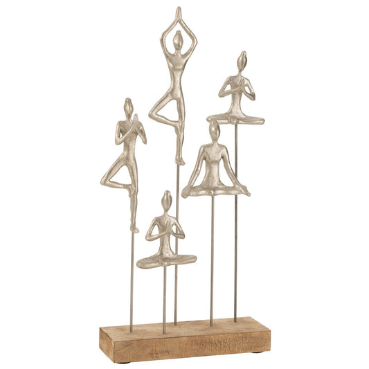 J-Line Vrouwen Yoga Hout Metaal Naturel/Zilver