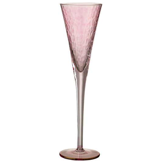 J-Line champagneglas Oneffen - glas - roze (set van 12 stuks)