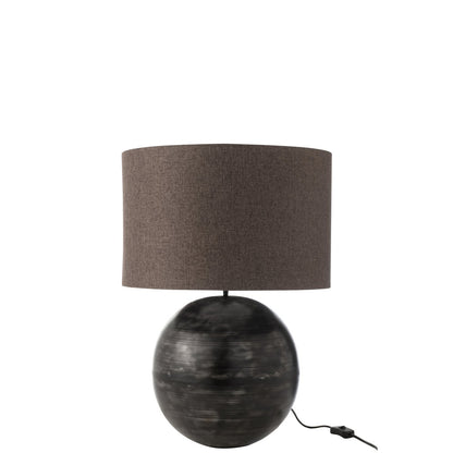 J-Line Lamp + Kap Schaal Metaal Zwart Small