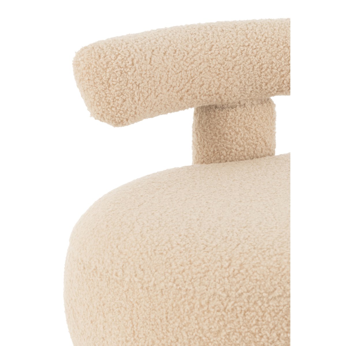 J-Line Kruk Rond Met Rugleuning Bouclé Warm Beige