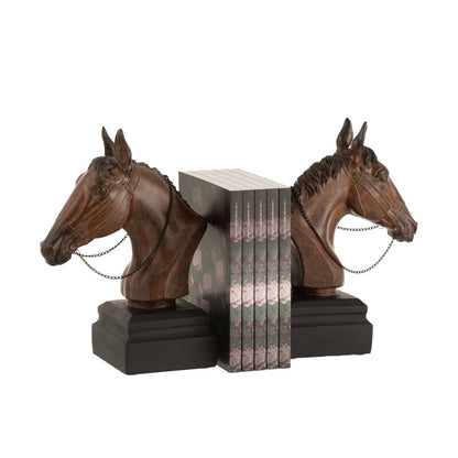 J-Line boekensteun Paard - polyresin - bruin