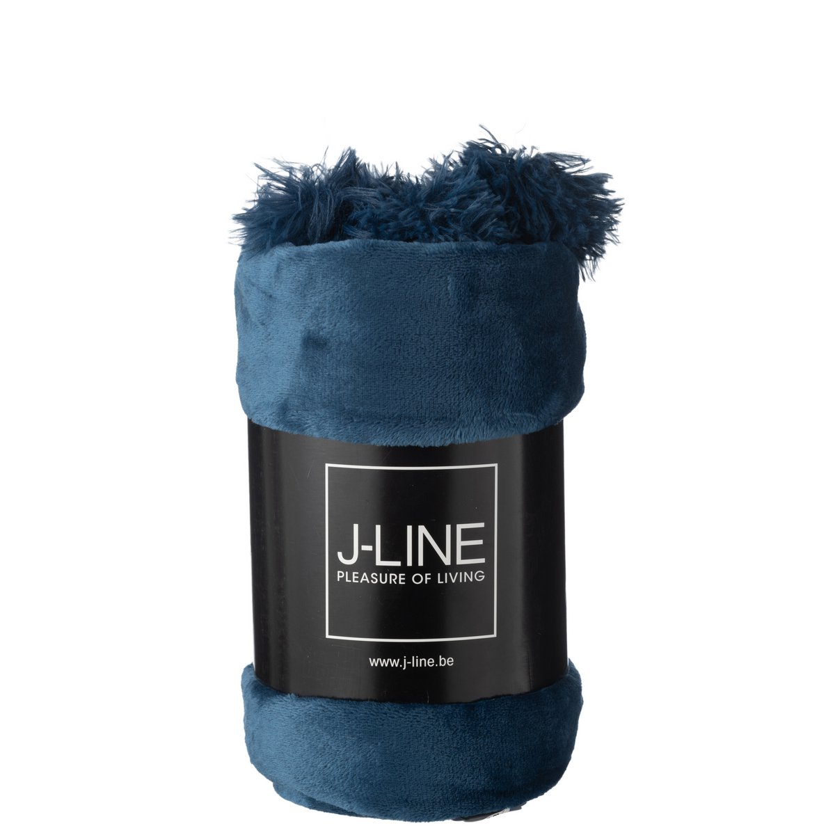 J-Line Plaid Pompom - polyester - blauw - 170 x 130 cm