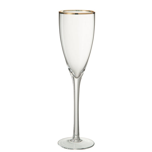 J-line champagneglas Gouden Rand - glas - goud (set van 8 stuks)