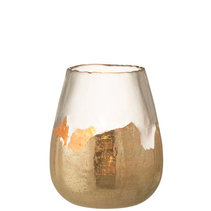 J-Line kaarshouder - theelichthouder Zoe Rond - glas - goud - large