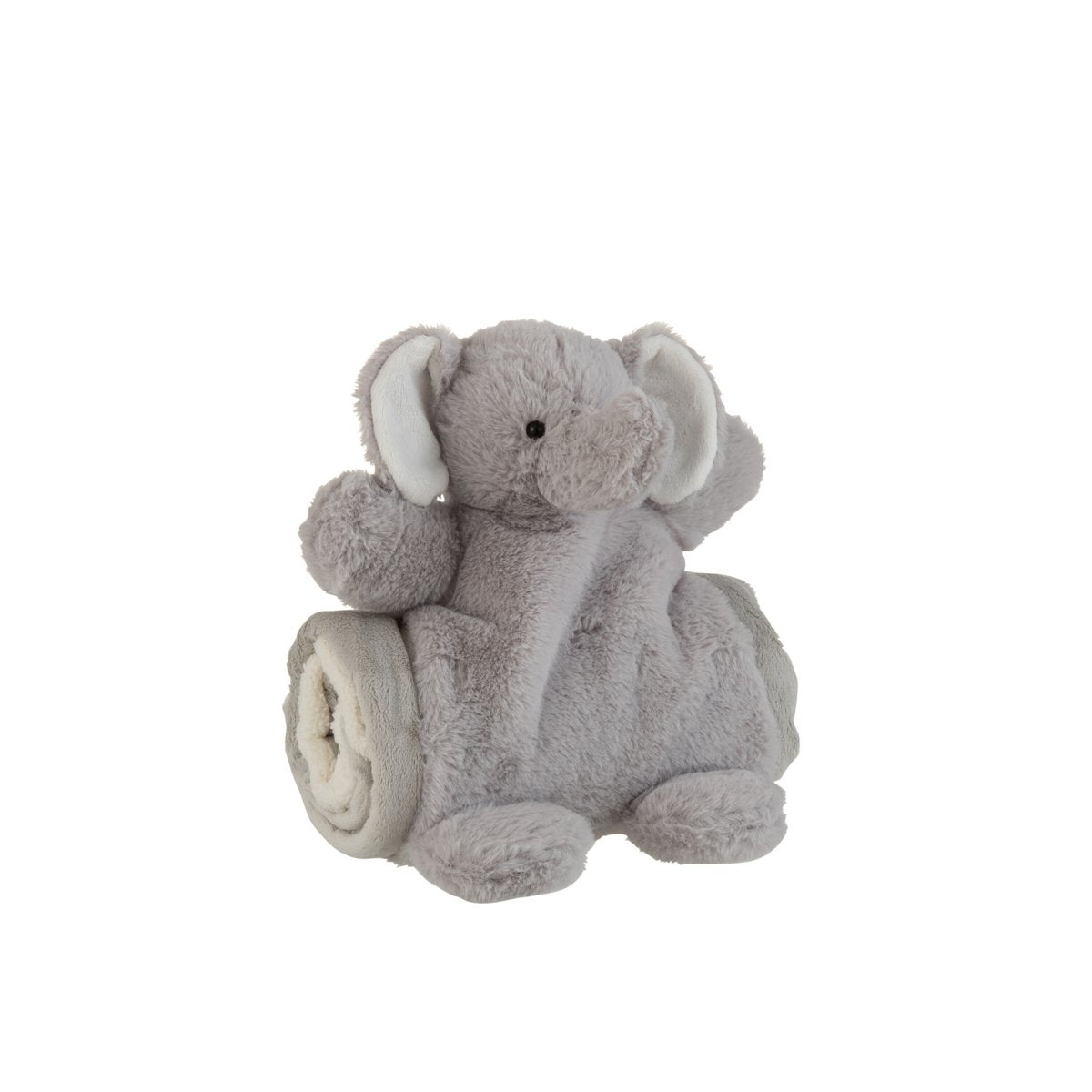 J-Line Plaid Olifant - babydekentje - pluche - grijs