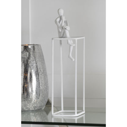 J-Line figuur Op Kubus - aluminium - wit