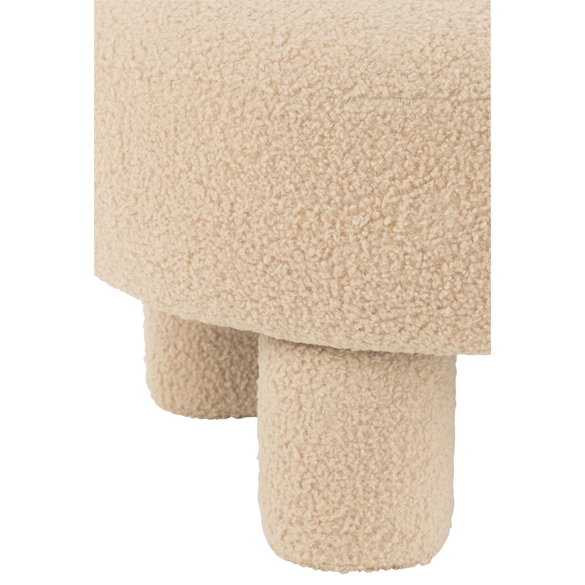 J-Line Kruk Rond Met Rugleuning Bouclé Warm Beige