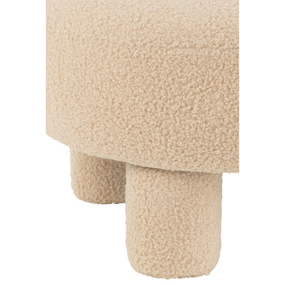 J-Line Kruk Rond Met Rugleuning Bouclé Warm Beige