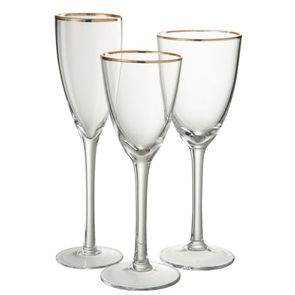 J-line champagneglas Gouden Rand - glas - goud (set van 8 stuks)