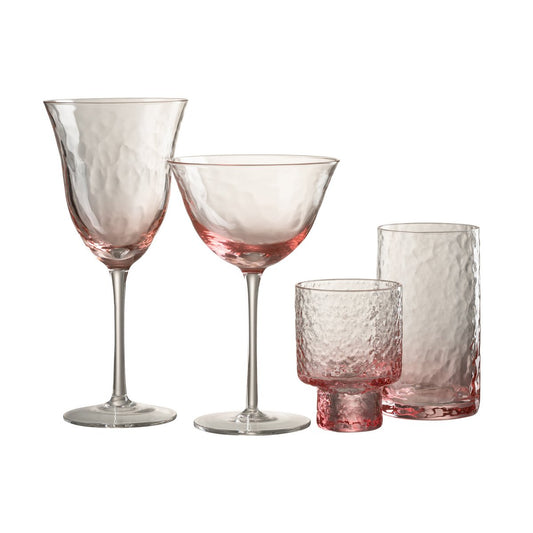 J-Line wijnglas Oneffen - glas - roze (set van 12 stuks)