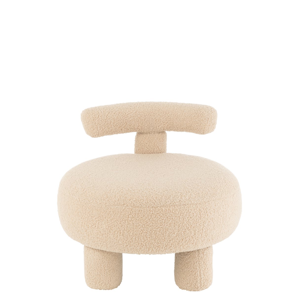 J-Line Kruk Rond Met Rugleuning Bouclé Warm Beige