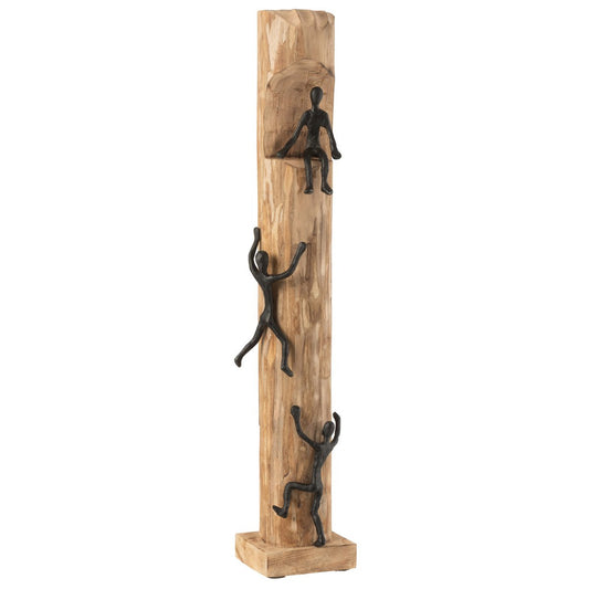 J-Line decoraite figuren Klimmen - hout/aluminium - zwart