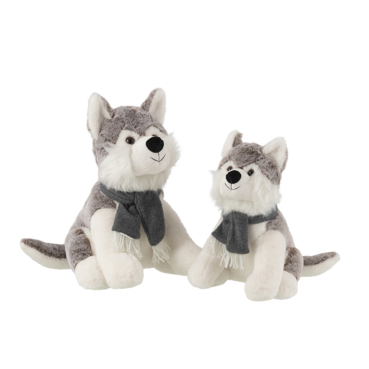 J-Line Husky+Sjaal Pluche Polyester Grijs Large