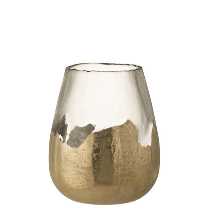 J-Line kaarshouder - theelichthouder Zoe Rond - glas - goud - large